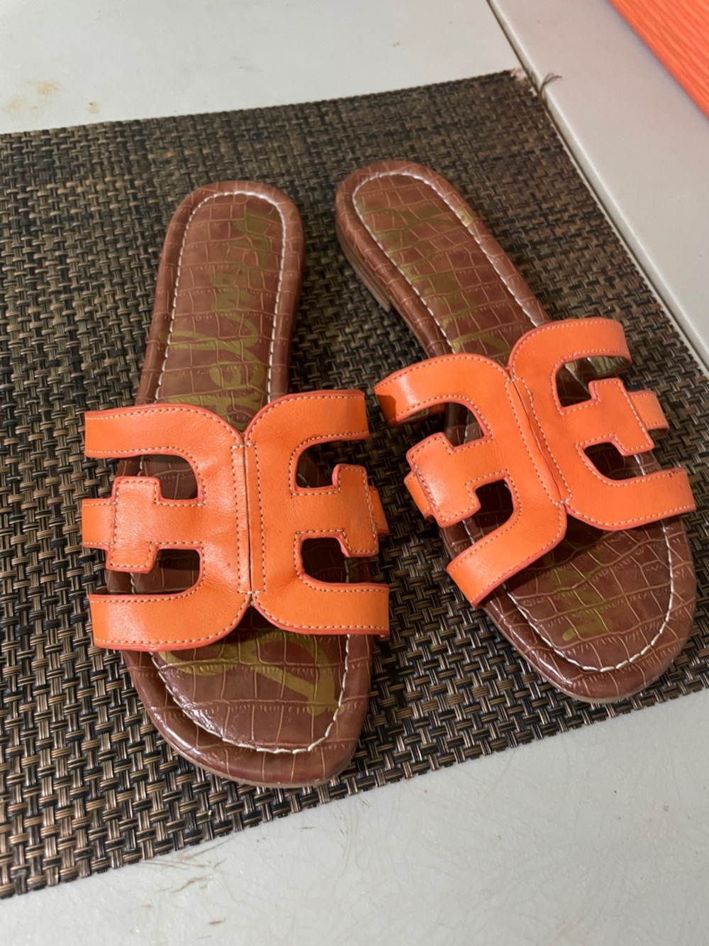 Sam Edelman Bay slide sandals in sunset orange